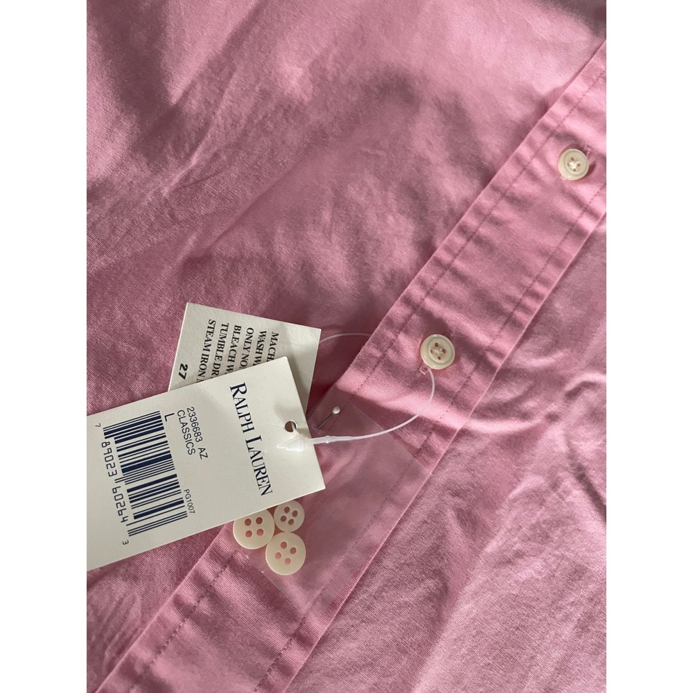 Ralph Lauren Blake Mens L Pink Short Sleeve Button Down Shirt NWT Cotton - Picture 6 of 7